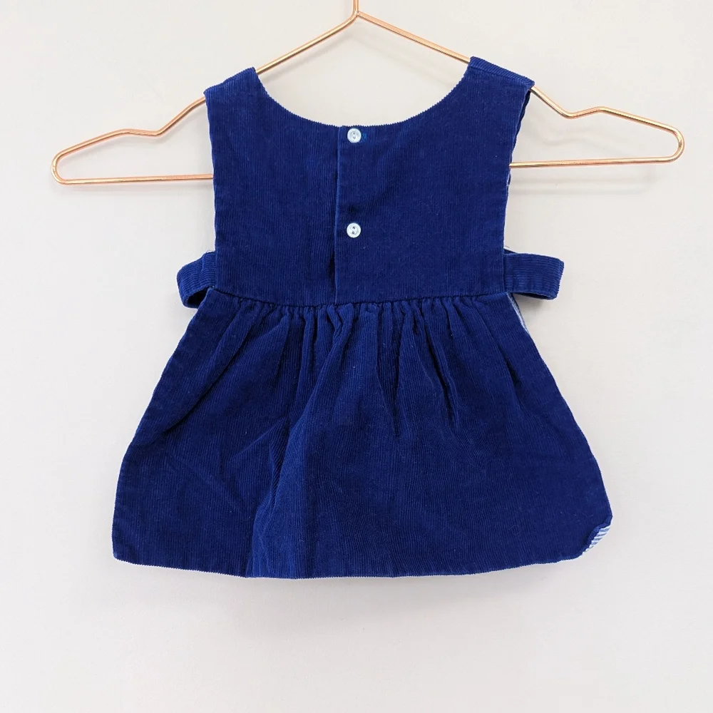 Vintage Toddler Girls Corduroy Embroidered Novelty Pinafore Dress - Picture 6 of 9